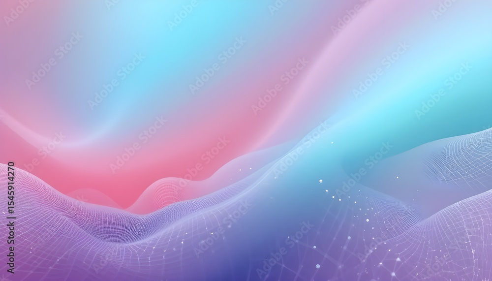 Poster pastel pink and blue abstract landscape design featuring soft waves and a delicate mesh texture idea