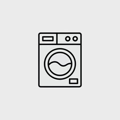 Black Line Art Washing Machine Icon white 1