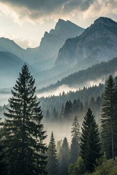 Beautiful Mountain Landscape with Forest