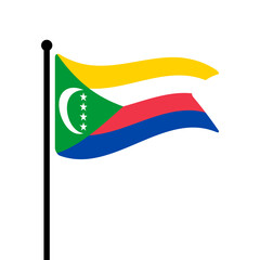 Flag of Comoros. Comoros flag vector illustration icon design. Fluttering flagpole flag.