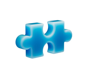Fototapeta premium A smooth, glowing blue puzzle piece with a soft, futuristic and elegant appearance. 3d illustration