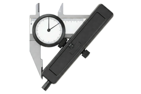 Precision caliper tool designed for accurate measurements isolated on a transparent background