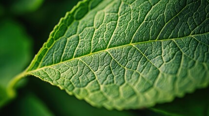 Close-up vibrant green leaf
