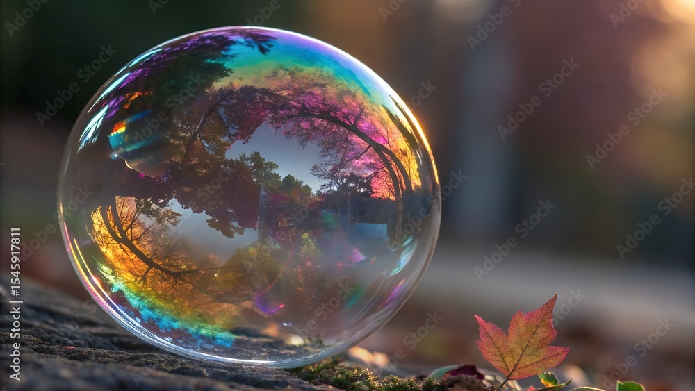 Poster abstract background with glass shape and colorful reflections. close up view. 3d rendering.