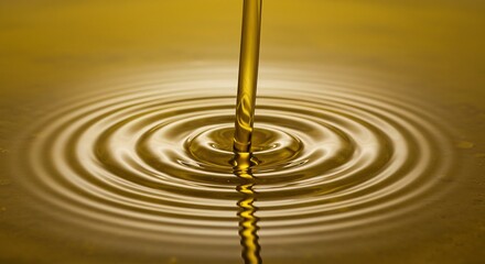 Close-up of pouring golden virgin olive oil (cooking oil, sunflower oil, vegetable oil), healthy food	
