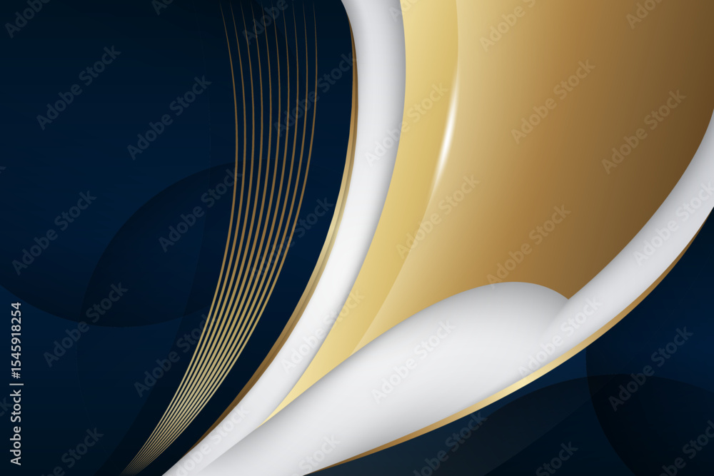 Aufkleber luxury dark blue overlap dimension background. colorful golden texture with shiny realistic golden e