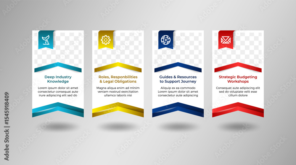 Poster set of box page banner element for discribe infomation on website. infographic design elements with 