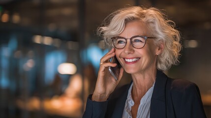 Happy elegant older mature lady posing for portrait standing in office. Beautiful middle aged business woman looking at camera, smiling 45 years old businesswoman leader executive at work.