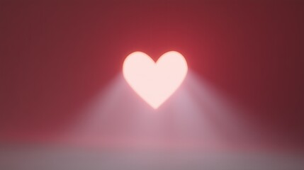 Banner mockup. Valentine's Day gift card template. A glowing heart radiating light rays. Design suitable for flyer, romantic message