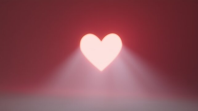 Banner mockup. Valentine's Day gift card template. A glowing heart radiating light rays. Design suitable for flyer, romantic message