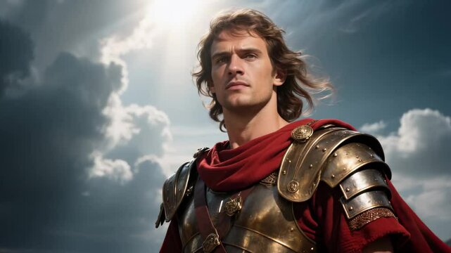 alexander the great in antique bronze armor