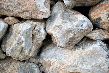 Masonry backdrop from giant stones at Elafonissi shore