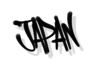 textured sprayed graffiti tagging letters JAPAN country name isolated in black
