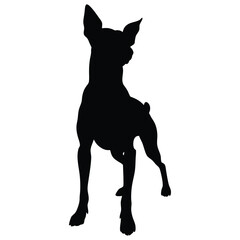 Playful Dog Silhouette Black and White Vector