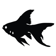Fish Side View Silhouette Vector in Black
