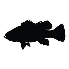 Detailed Fish Silhouette Drawing Creative Design Elements