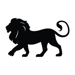 Graceful Lion Walking Silhouette Art Illustration
