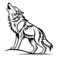 Howling Wolf Symmetrical Minimal Vector Logo Design