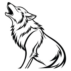Powerful Wolf Howling Symmetrical Minimal Vector Logo Graphic