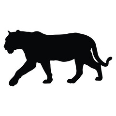 Dynamic Tiger Running Silhouette Art Illustration