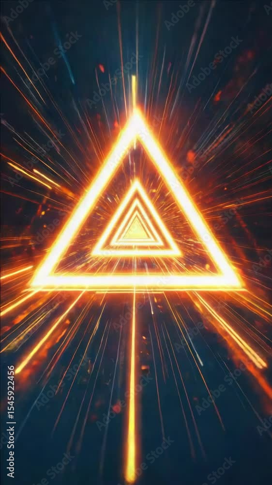 Aufkleber abstract digital design with triangular logo and bright lines representing a supernova or energy bur