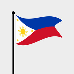 Flag of Philippines. Philippines flag vector illustration icon design. Fluttering flagpole flag.