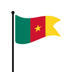 Flag of Cameroon. Cameroon flag vector illustration icon design. Fluttering flagpole flag.