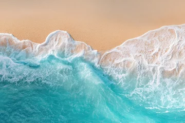  Aerial view of turquoise ocean waves gently lapping a pale sandy beach (1) © Abd