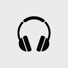 Fototapeta premium Black Silhouette Icon Headphones Minimalist Design