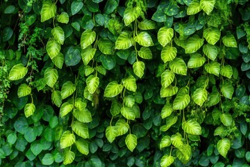 Obraz premium Lush green hanging plants and creepers basking in jungle sunlight, Sunshine in jungle forest Hanging plants, creepers and vines of Mossman gorge