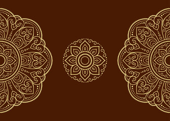 Circular pattern in form of mandala with flower for Henna, Mehndi, tattoo, decoration. Decorative ornament in ethnic oriental style. Outline doodle hand draw vector illustration.