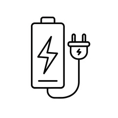Obraz premium Battery Charging Icon: A Clean Illustration of Sustainable Energy and Power Source for Eco-Friendly Urban Technology, Renewable Energy Vector Graphic Design.