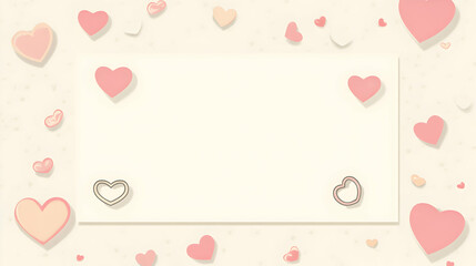 Lovely Pink and Peach Hearts Illustration with Blank Space, Perfect for Valentine's Day or Romantic Designs, Featuring a Soft, Pastel Color Palette.