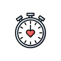 Obraz premium Stopwatch Heartbeat Time Love Red Icon timer clock