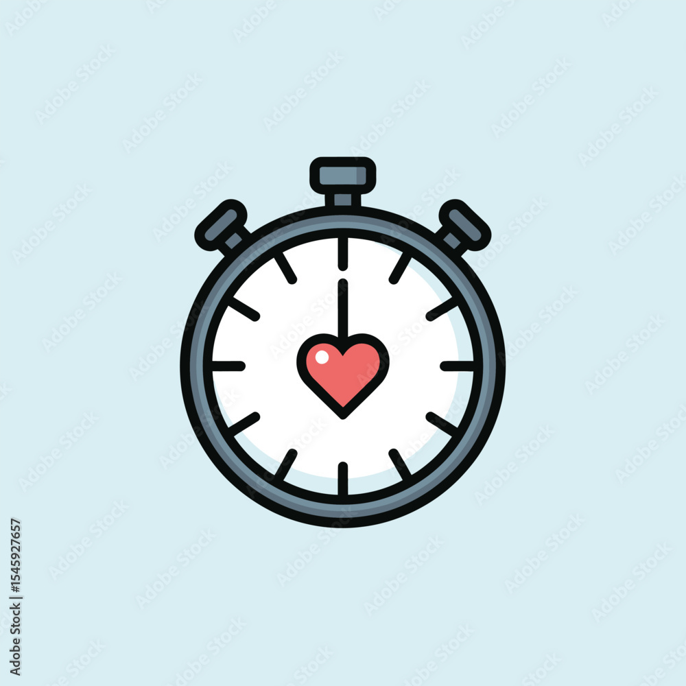 Poster Stopwatch with Red Heart Centered Icon timer clock