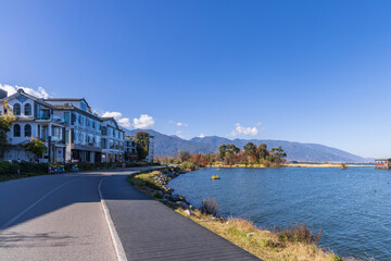The scenery of Cangshan Mountain and Erhai Lake in Dali, Yunnan