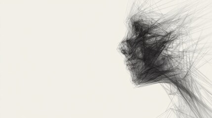 Naklejka premium Abstract Wireframe Head with Geometric Mindscape