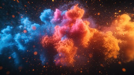 Naklejka premium Vibrant colorful clouds of dust or smoke, with glittering particles