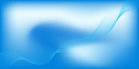 Abstract blue gradient background with shining lines waves. Minimalist background for banner, poster, cover, brochure, flyer, website