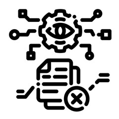 Fototapeta premium AI Blacklist Line Icon – Vector Illustration for Cybersecurity UI