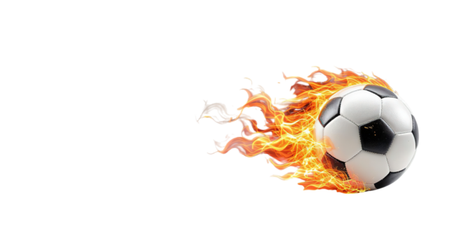 fire soccer ball on transparent background