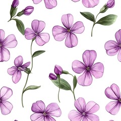 Delicate purple flower pattern on a white background.