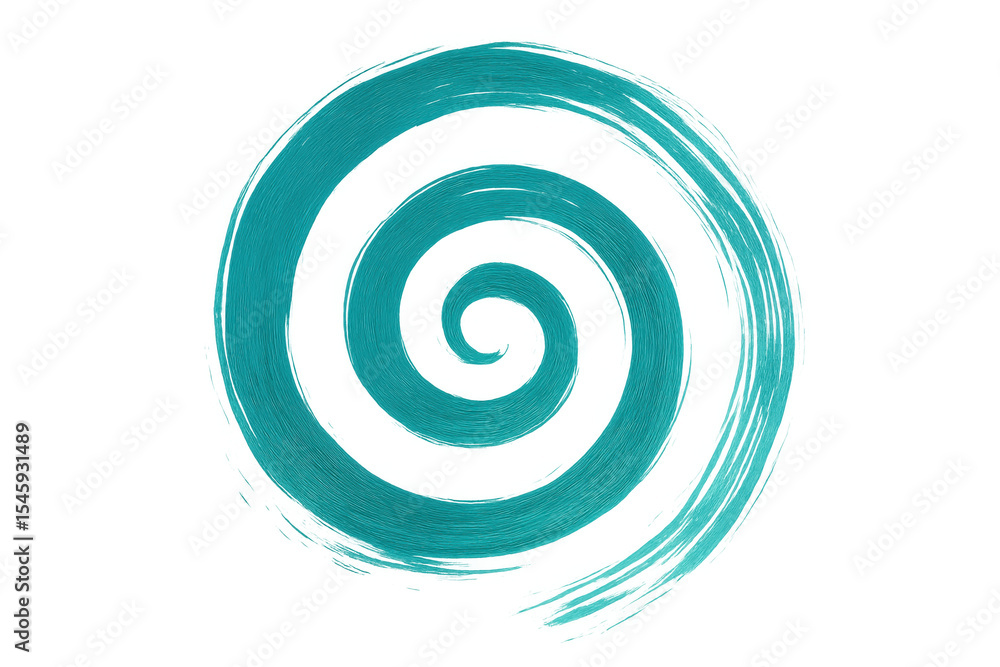 Poster turquoise paint swirling in dynamic spiral pattern, creating abstract liquid movement against transp