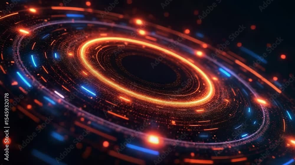 Aufkleber futuristic glowing orange and blue circular interface digital technology background abstract sci fi 