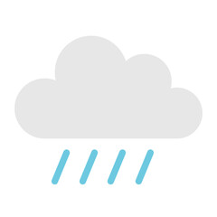 Flat Rain Cloud Weather Icon on White Background