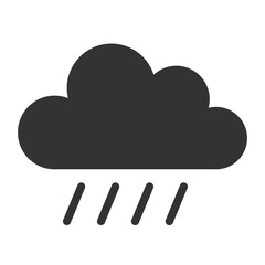 Black Rain Cloud Icon in Pictogram Style on White Background