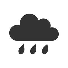 Black Rain Cloud Icon in Pictogram Style on White Background