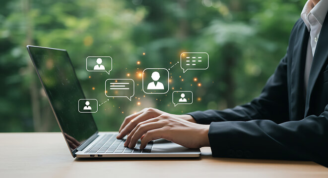 Business person working laptop outdoor