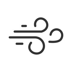 Black Wind Icon in Flat Line Style