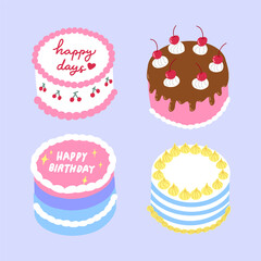 Various colorful cute birthday cake 